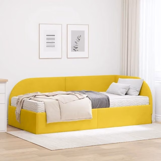 Struttura Letto Angolare con Materasso 2 pz Giallo 80 x 200 cm 3394180