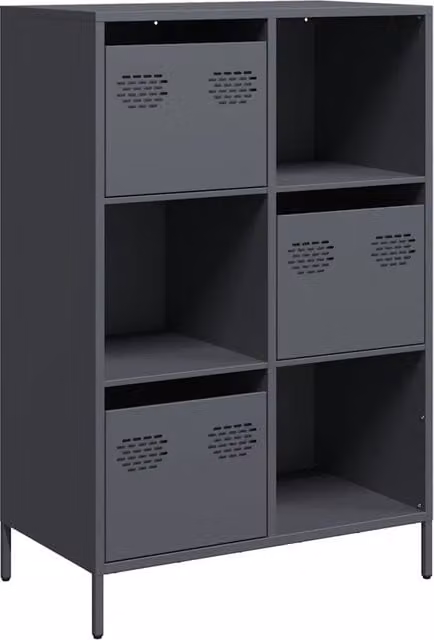 Credenza Buffet Antracite in Acciaio con Finitura Opaca L: 68 cm, P: 39 cm, H: 103,5 cm