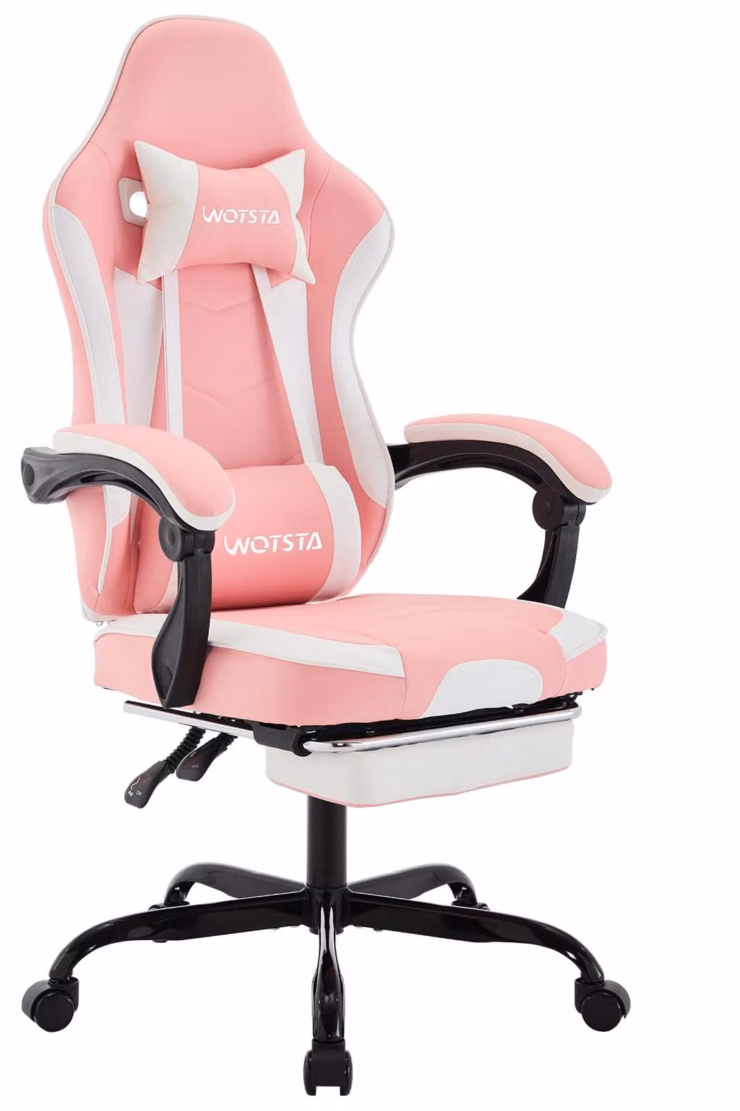 Sedia da gaming ergonomica con schienale regolabile da 90 a 135°, poggiapiedi, supporto lombare, colore nero, ideale per l'ufficio