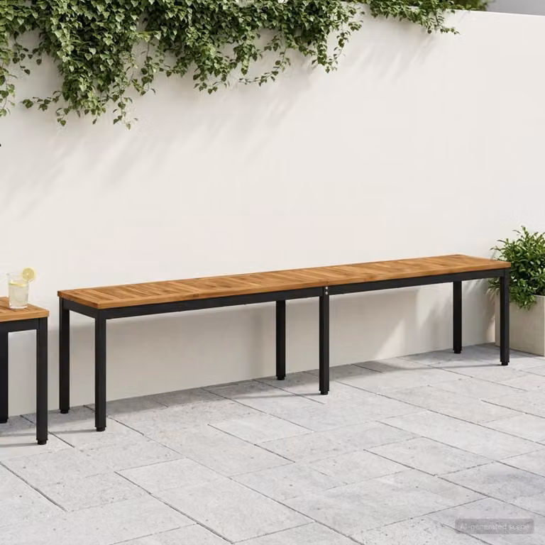 Panchina da giardino vidaXL in legno di acacia massello, L 201 x P 35 x H 45 cm