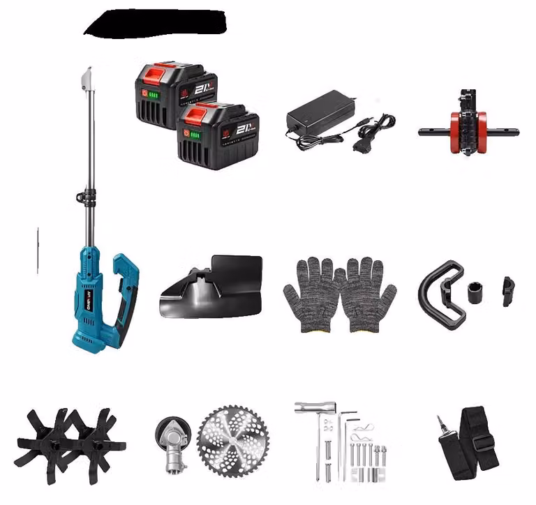 Tagliaerba elettrico, funzionamento a batteria, motore brushless, set con 2 batterie