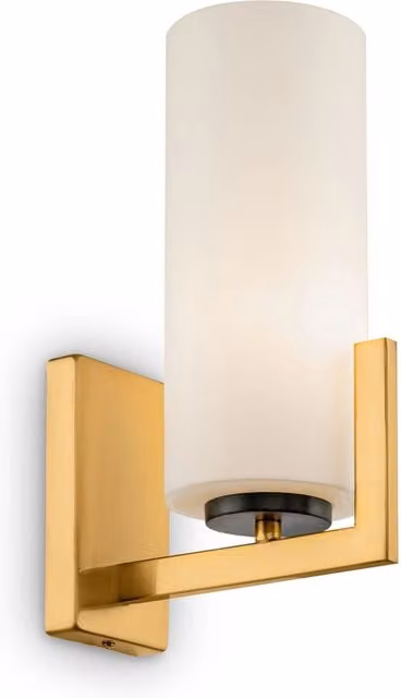 Lampada da parete moderna Fortano GIORDANOSHOP in metallo e vetro color ottone e bianco