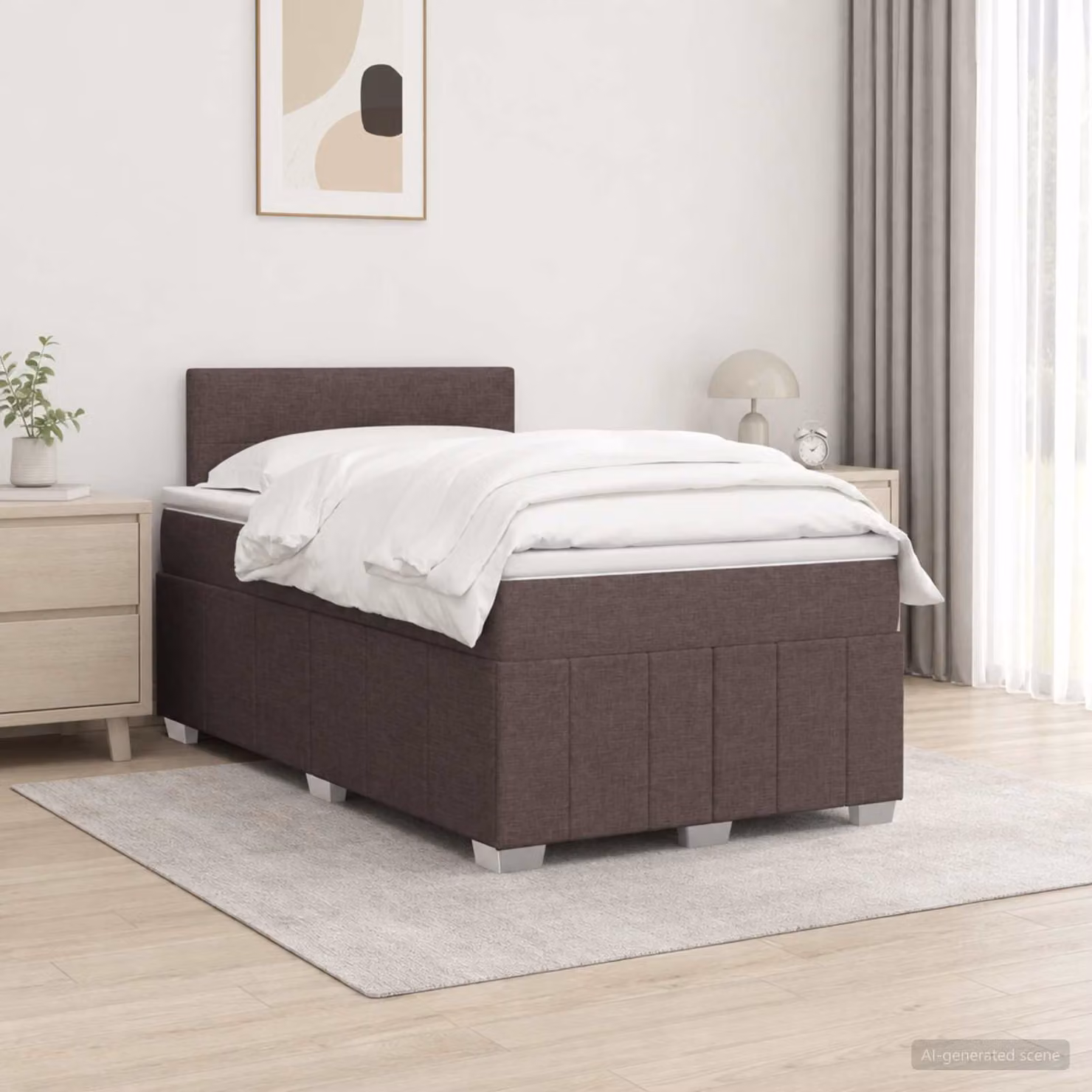 Letto box spring ibrido vidaXL con materasso a molle insacchettate, struttura in legno e tessuto, L/P: 120 x 200 cm