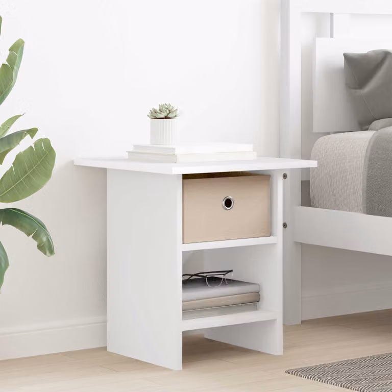 Comodino moderno vidaXL in legno MDF bianco L 41 cm x P 40 cm x H 45 cm