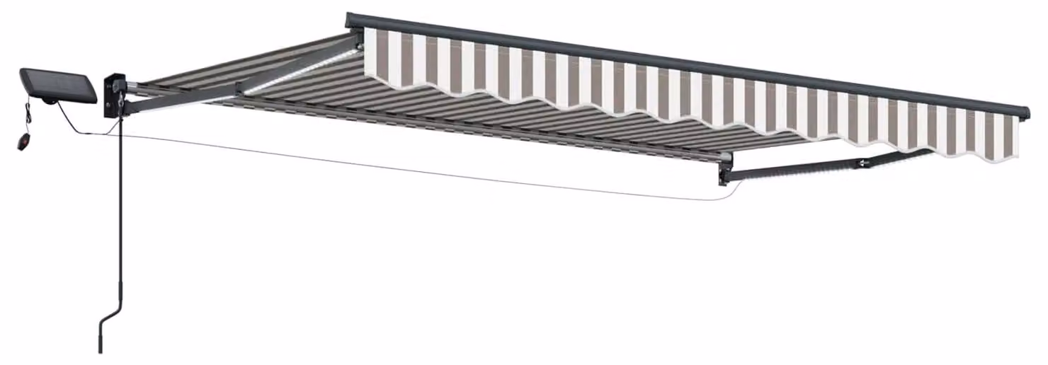 Tenda retrattile manuale con LED Grigio chiaro e bianco