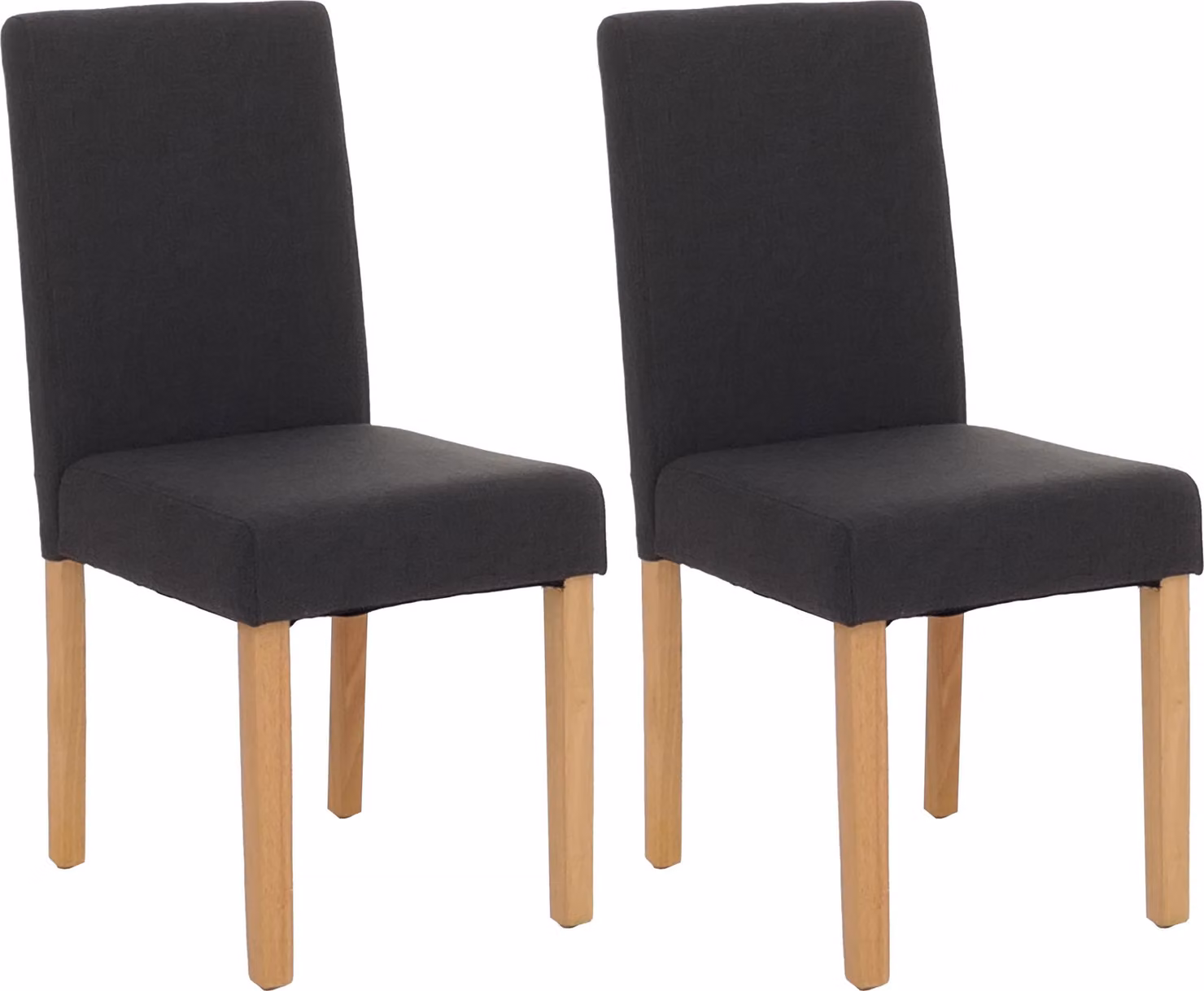 set di 2 sedie per sala da pranzo Sedia da cucina Littau ~ tessuto, nero, gambe chiare