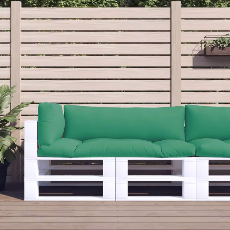 Set di 3 cuscini per pallet vidaXL in poliestere verde, idrorepellenti e resistenti ai raggi UV