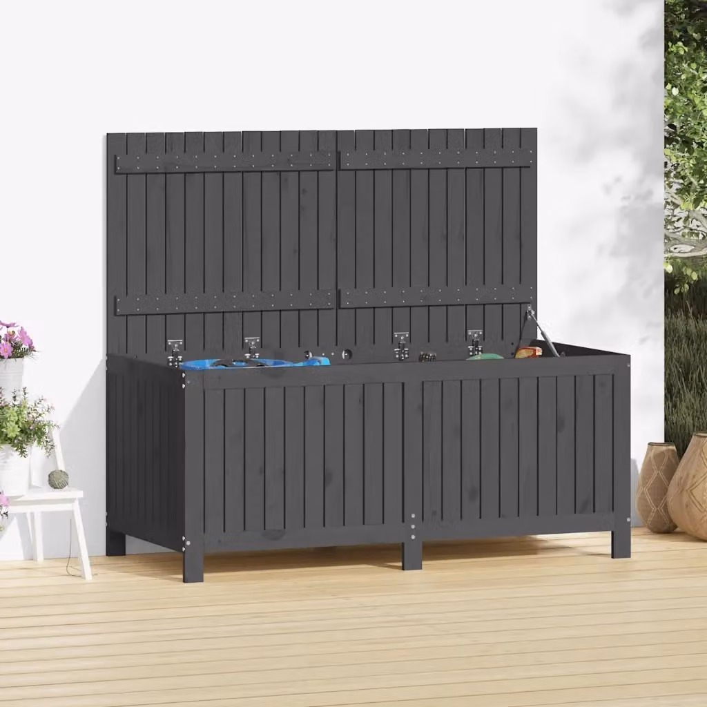 Contenitore da giardino in legno massello di pino grigio DESIGN IN L: 147 cm, P: 68 cm, H: 64 cm CFW7557039 – 2