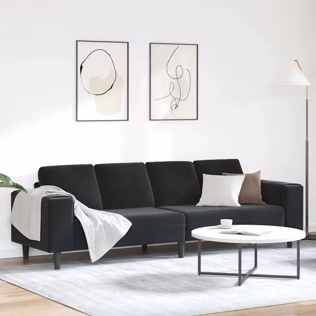 Divano per Soggiorno Nero 250 x 77 x 76 cm 3335096