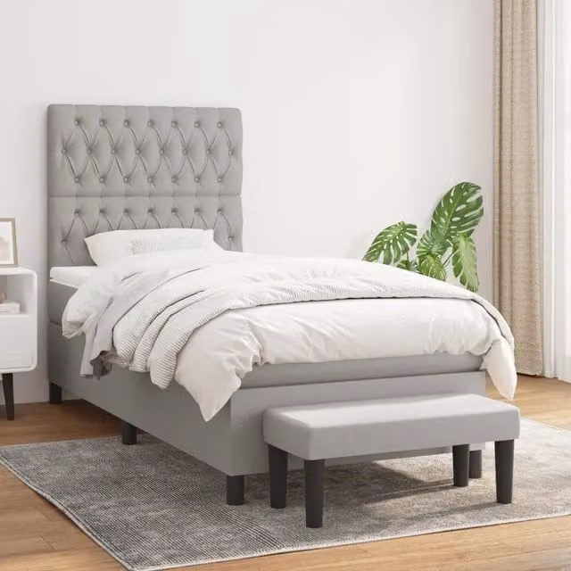 Letto Ibrido con Giroletto a Molle e Materasso vidaXL, Grigio e Bianco, L/P/H: 100 x 200 x 203 cm