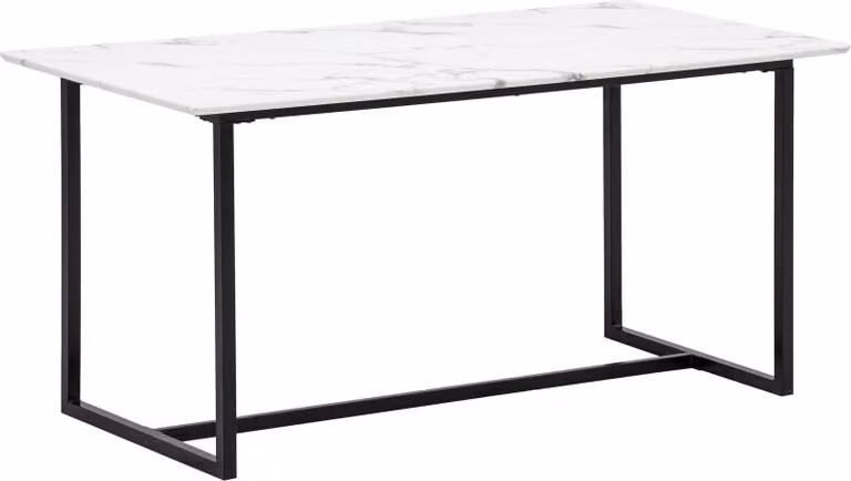 Tavolo da pranzo 160x80x76 cm tavolo da cucina bianco in marmo look moderno, tavolo da pranzo grande, tavolo da pranzo rettangolare, tavolo da sala da pranzo con gambe in metallo | Wohnling