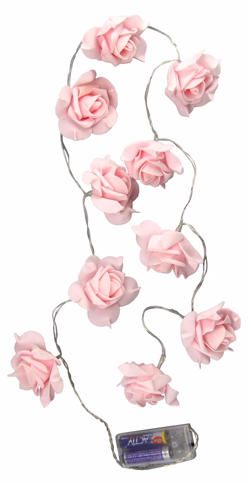 Collana di rose LED, 10 fiori, plastica, rosa, 100 cm