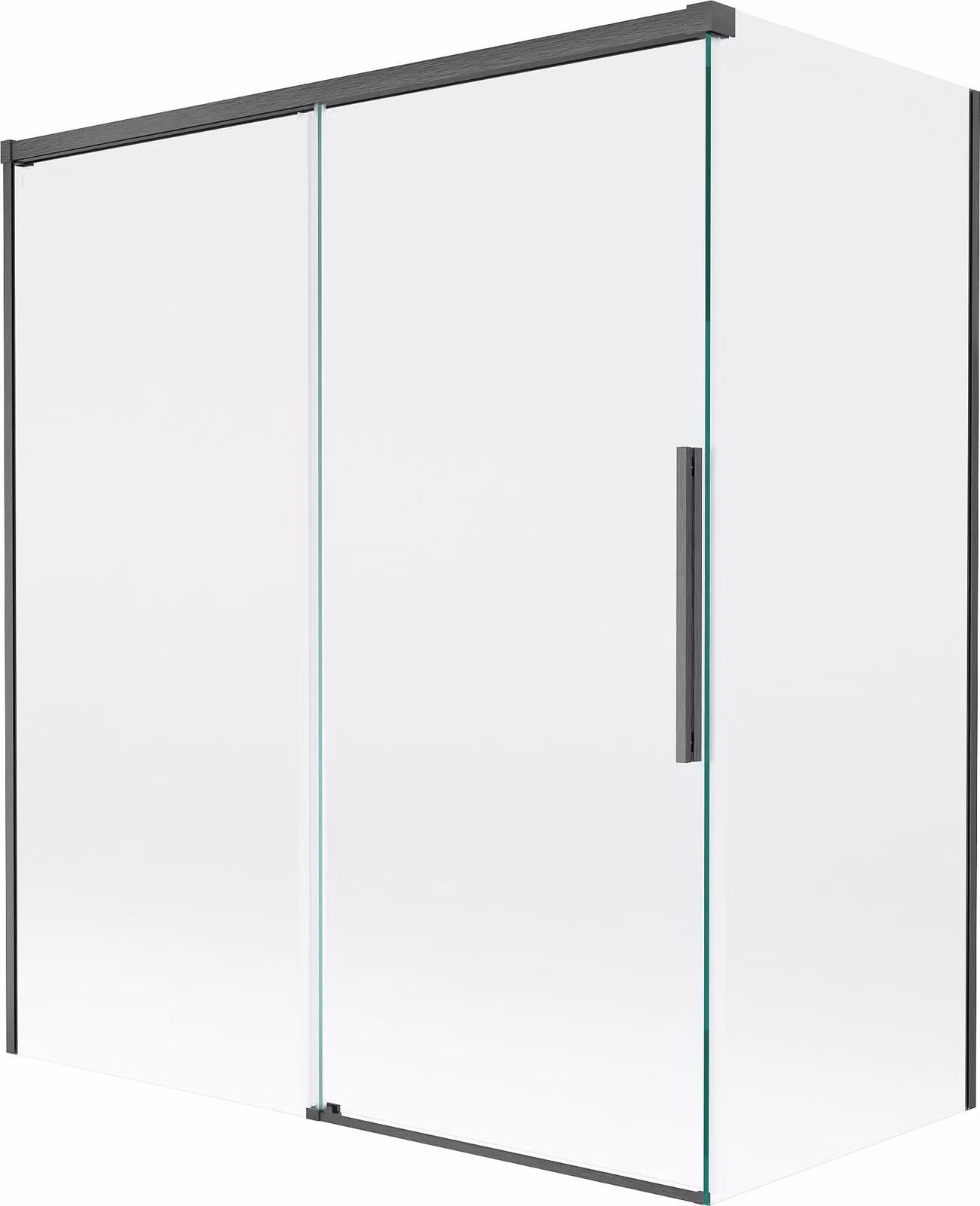 Mexen Rox parete doccia a 2 ante scorrevole 140 + 70 x 150 cm, trasparente, grigio canna di fucile spazzolato