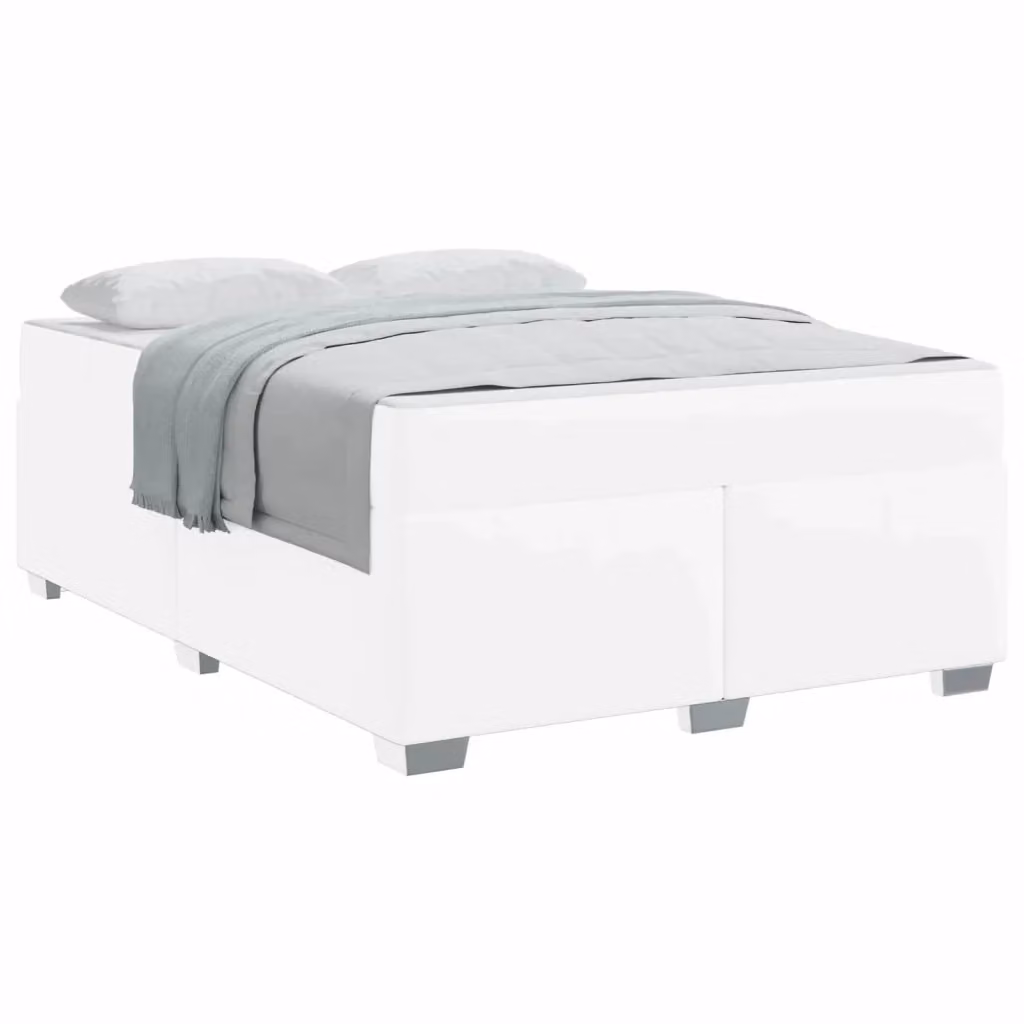 Struttura letto moderno vidaXL in ecopelle bianca con finitura lucida L: 160 cm, P: 200 cm, H: 66 cm – 2
