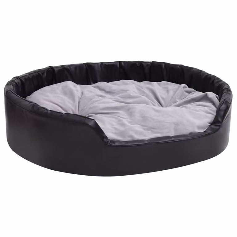 Lettino per Cani Nero e Grigio 99x89x21 cm Peluche e Pelle finta
