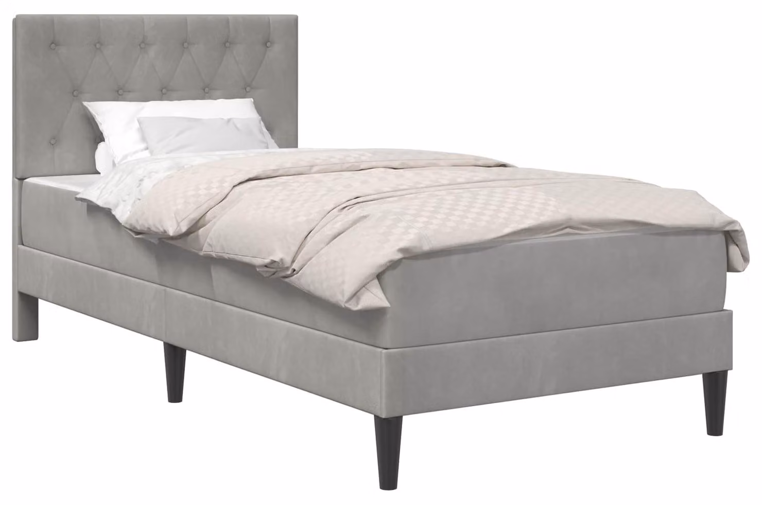 Struttura letto con materasso Grigio chiaro 90 x 200 cm Velluto
