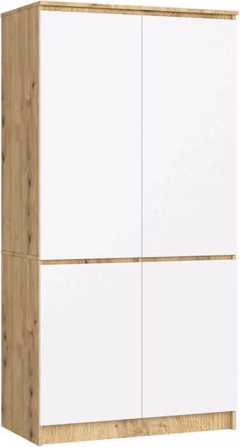 Armadio AKORD S90 4 ante Quercia Artisan inserto frontale Bianco 90x51x180 cm