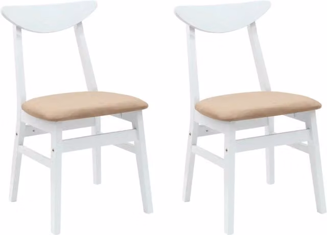 Set di 2 sedie da pranzo e cucina moderne in legno e tessuto bianco L: 42 cm, P: 47.5 cm, H: 81 cm
