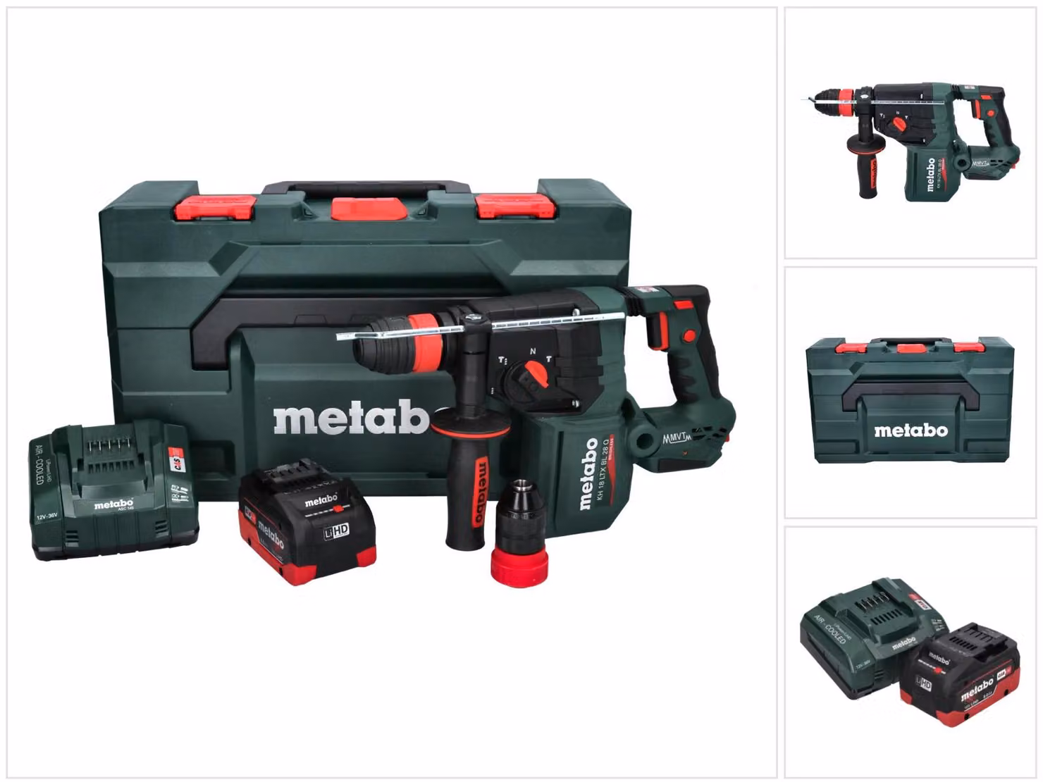 Metabo KH 18 LTX BL 28 Q Trapano a percussione a batteria 18 V 3 J SDS plus Brushless + 1x batteria 8,0 Ah + caricabatteria + metaBOX