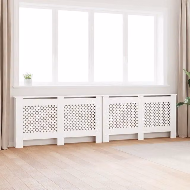 Set di 2 coperture per radiatori vidaXL in MDF bianche L: 152 cm, P: 19 cm, H: 81,5 cm