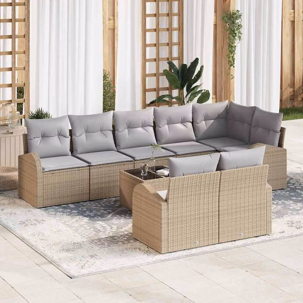 Maison Exclusive - Set di divani 9 pcs Beige e grigio chiaro polyrattan