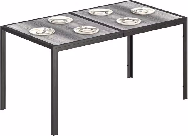 Tavolo da pranzo esterno XYLO grigio effetto legno, rettangolare ed estensibile, L: 150 cm, P: 80 cm, H: 74 cm