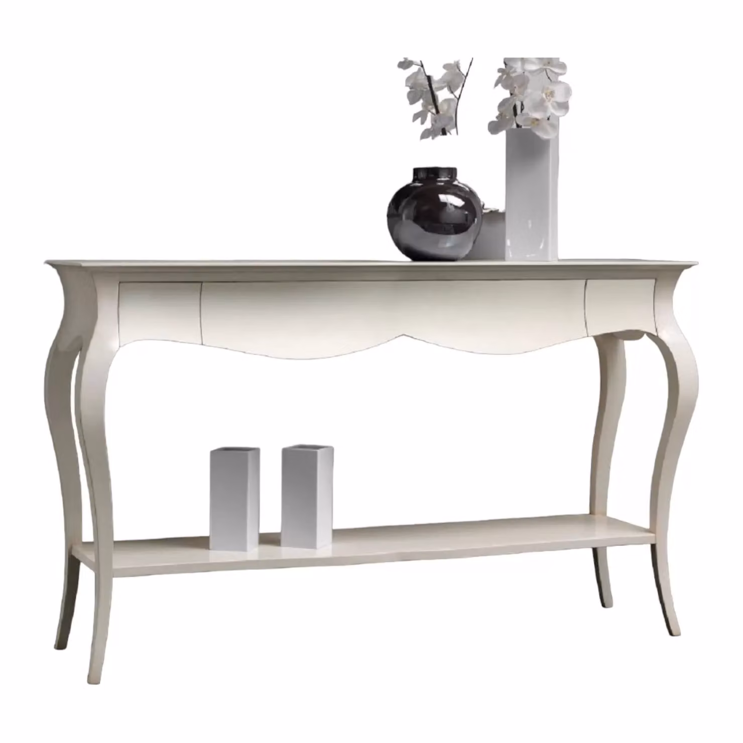 Consolle shabby chic in legno massello bianco Mobili 2G L/P/H: 165 x 46 x 100 cm – 1