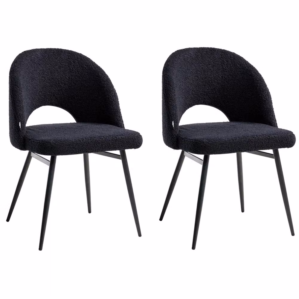 Set di 2 sedie da pranzo BELIANI in tessuto bouclé nero con braccioli e gambe in metallo in stile moderno industriale – 2