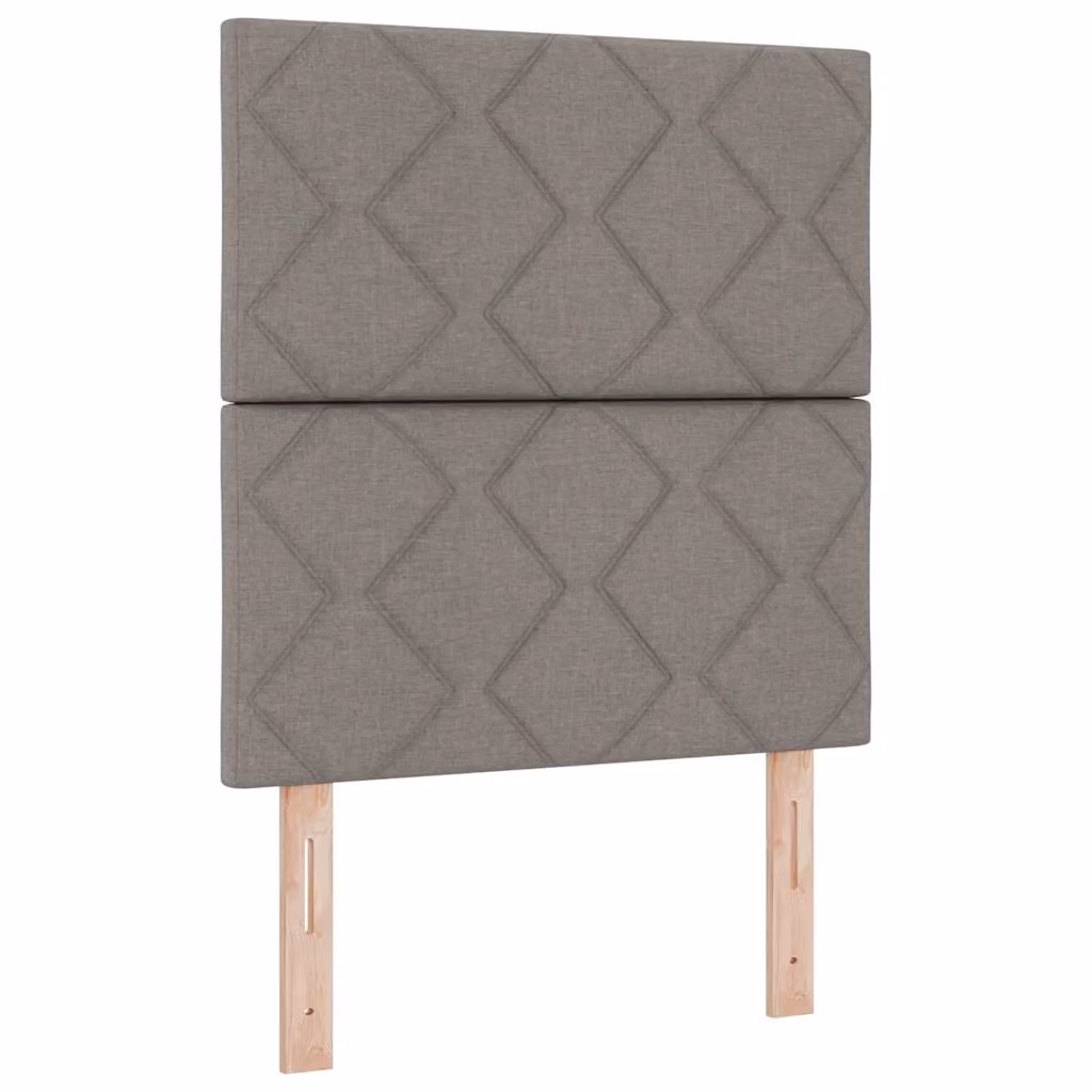 Letto a molle insacchettate con illuminazione LED sottostante e testiera geometrica vidaXL, L/P: 80 x 200 cm, Beige/Grigio – 2