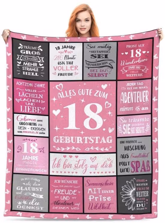 Regalo per una diciottenne, 150 x 130 cm, decorazioni rosse per ragazze
