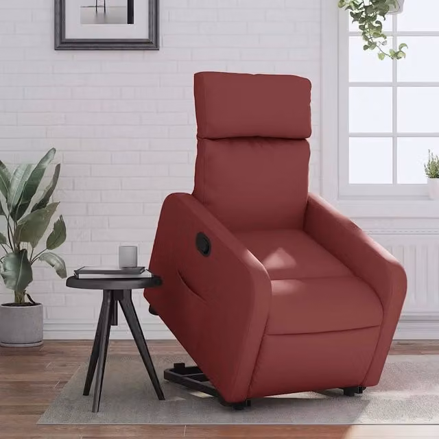 Poltrona Alzapersona Reclinabile con Assistenza Elettrica vidaXL in Similpelle Rossa – 1
