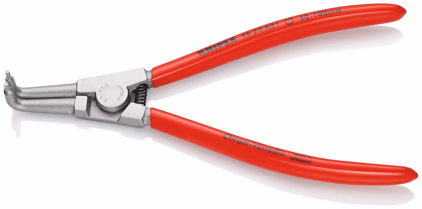 KNIPEX 46 23 A31 Pinza per anelli esterni su alberi con rivestimento in plastica cromata 200 mm