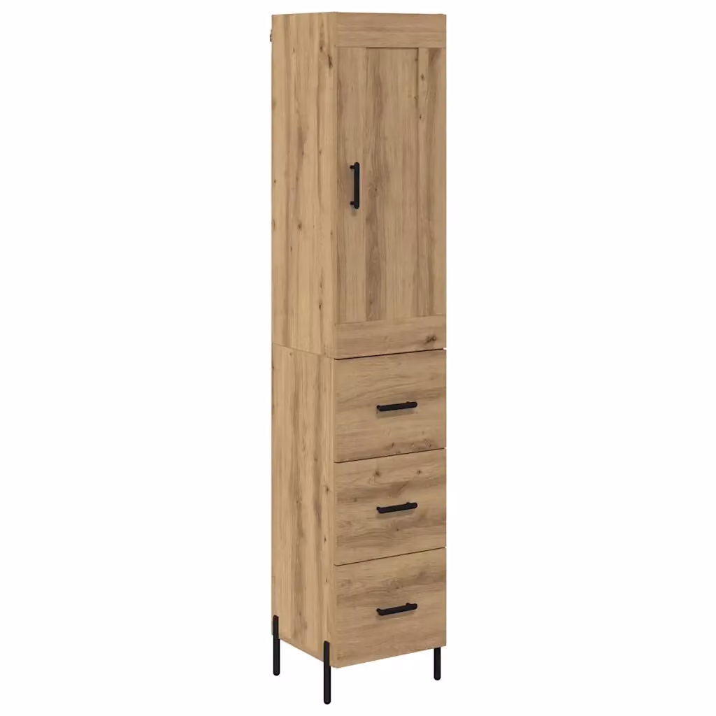 Credenza Buffet con Cassetto vidaXL in Rovere Marrone per Cucina e Sala da Pranzo L/P/H: 34,5 x 34 x 180 cm – 2