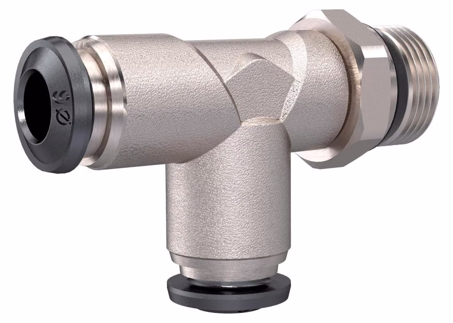 Raccordo a T a pressione universale corto AG 3/8inch f.hose O.D.8mm ottone nichelato a forma di l ruotabile pressione di esercizio max.20bar