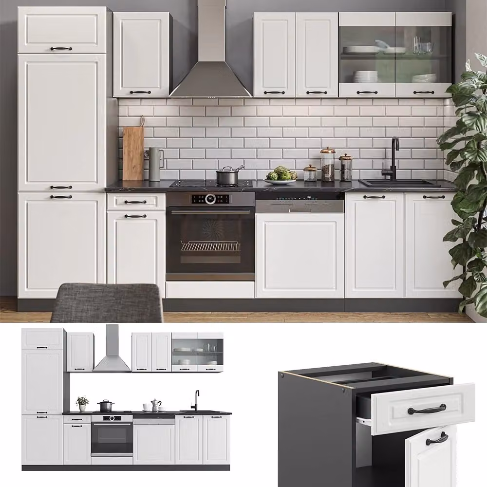 Cucina componibile R-Line Vicco Bianco rustico e Antracite L: 300 cm – 2