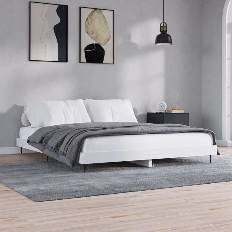 The Living Store Giroletto bianco 120x200 cm in materiale ligneo