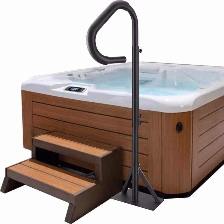 Corrimano per idromassaggio 272 kg di portata - Parapetto per spa in alluminio - Corrimano per piscina regolabile 122,92-160 cm - Corrimano per piscina idromassaggio - Ruotabile a 360°