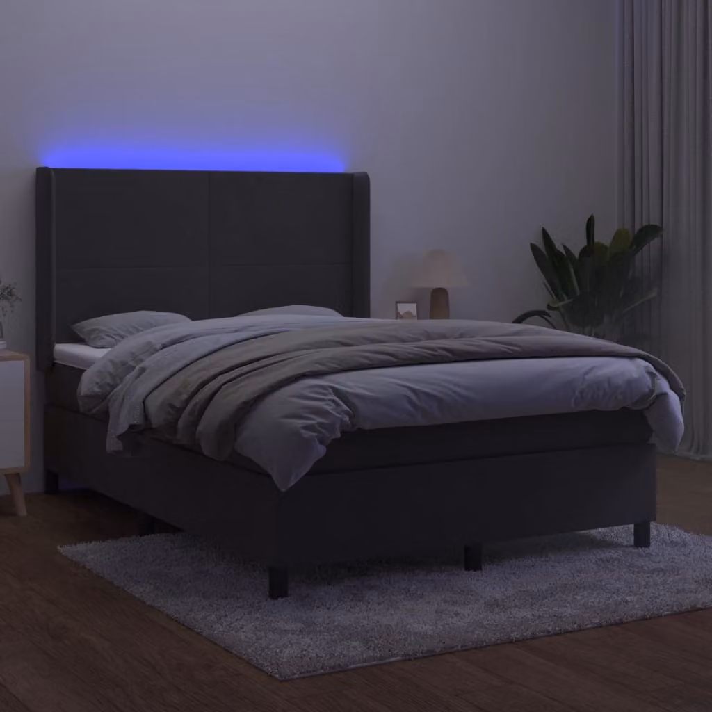Maison Exclusive - Letto a Molle con Materasso e LED Grigio Scuro 140x190 cm