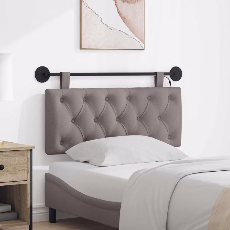 Testiera da letto sospesa vidaXL in tessuto con illuminazione integrata, colore beige/grigio, L: 110 cm, H: 55 cm, P: 7 cm