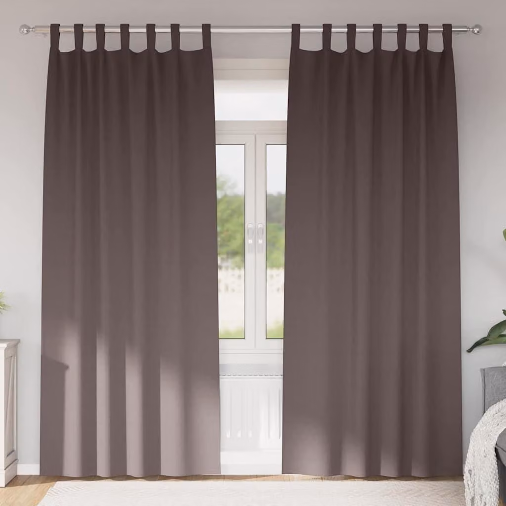 Tende Blackout con Anelli 2 pcs Marrone Scuro 260 x 140 cm