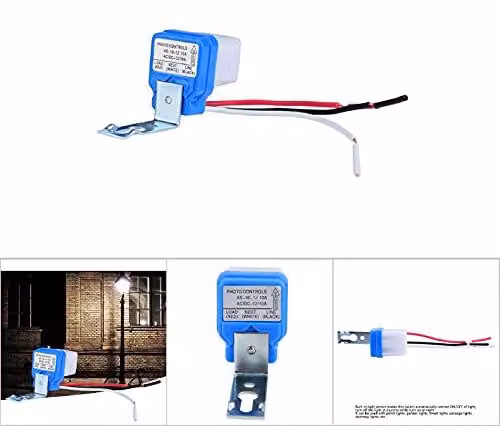 Interruttore regolabile per illuminazione stradale con sensore fotoelettrico - Accensione e spegnimento automatici - AC 12V/24V/110V 10A