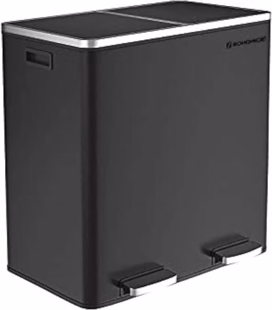 Contenitore di rifiuti per la cucina con 2 cassetti - 60L Differenziazione rifiuti, Nero