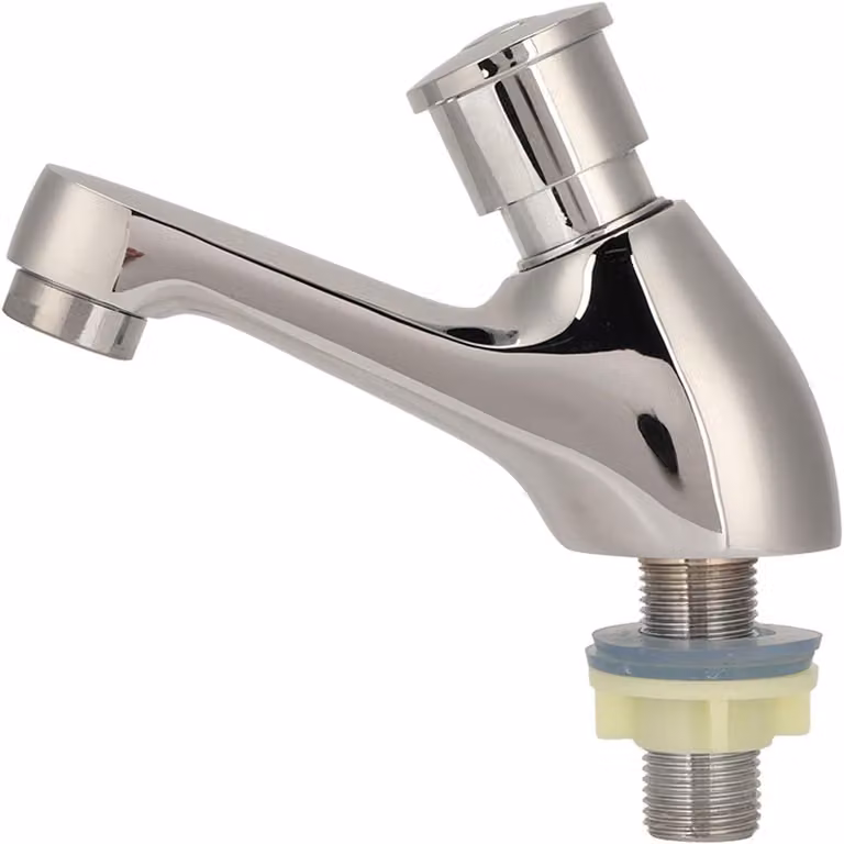 Rubinetto per lavabo, attacco G1/2, a chiusura automatica, solo acqua fredda, con ritardo temporizzato, per bagno