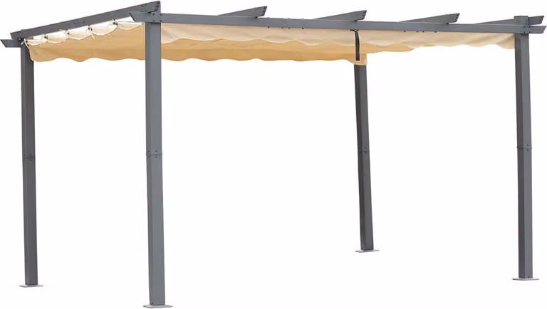 Pergola Angel Living in alluminio antracite, tubi di copertura in acciaio, tetto regolabile in poliestere (3x4m, beige)