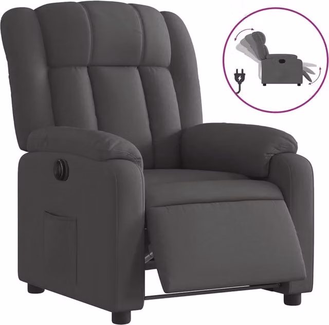 Poltrona | Sedia Relax Elettrica Reclinabile Grigio Scuro in Tessuto