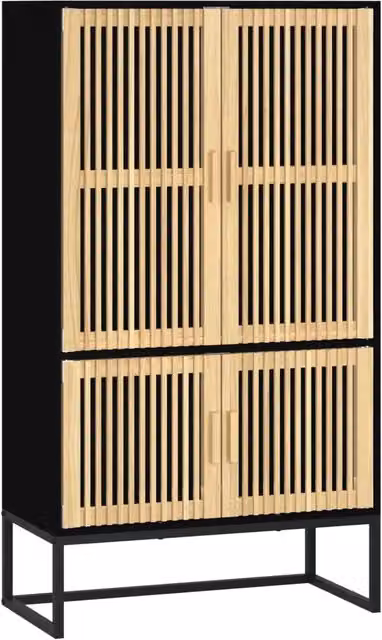 Credenza | Madia | Buffet da pranzo | Armadio da pranzo Nera 70x35x125 cm in Legno Multistrato