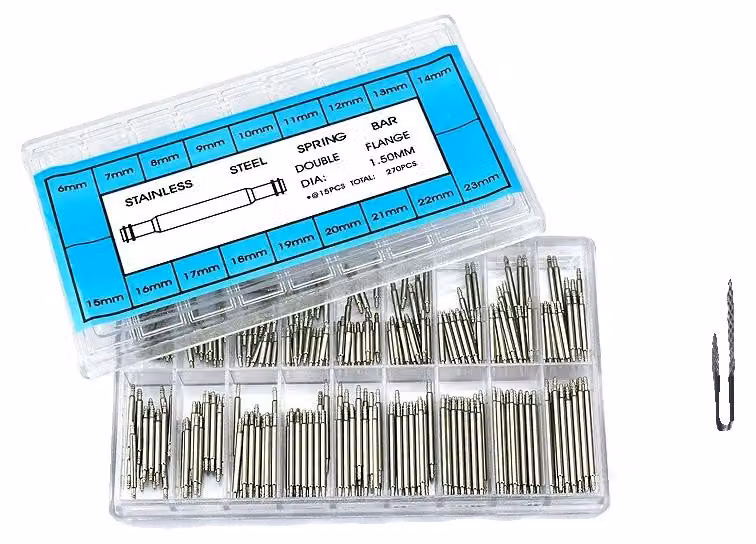 Kit di riparazione orologi, assortimento da 270 pezzi, realizzato in acciaio inossidabile, per movimenti da 1,5 mm a 23 mm