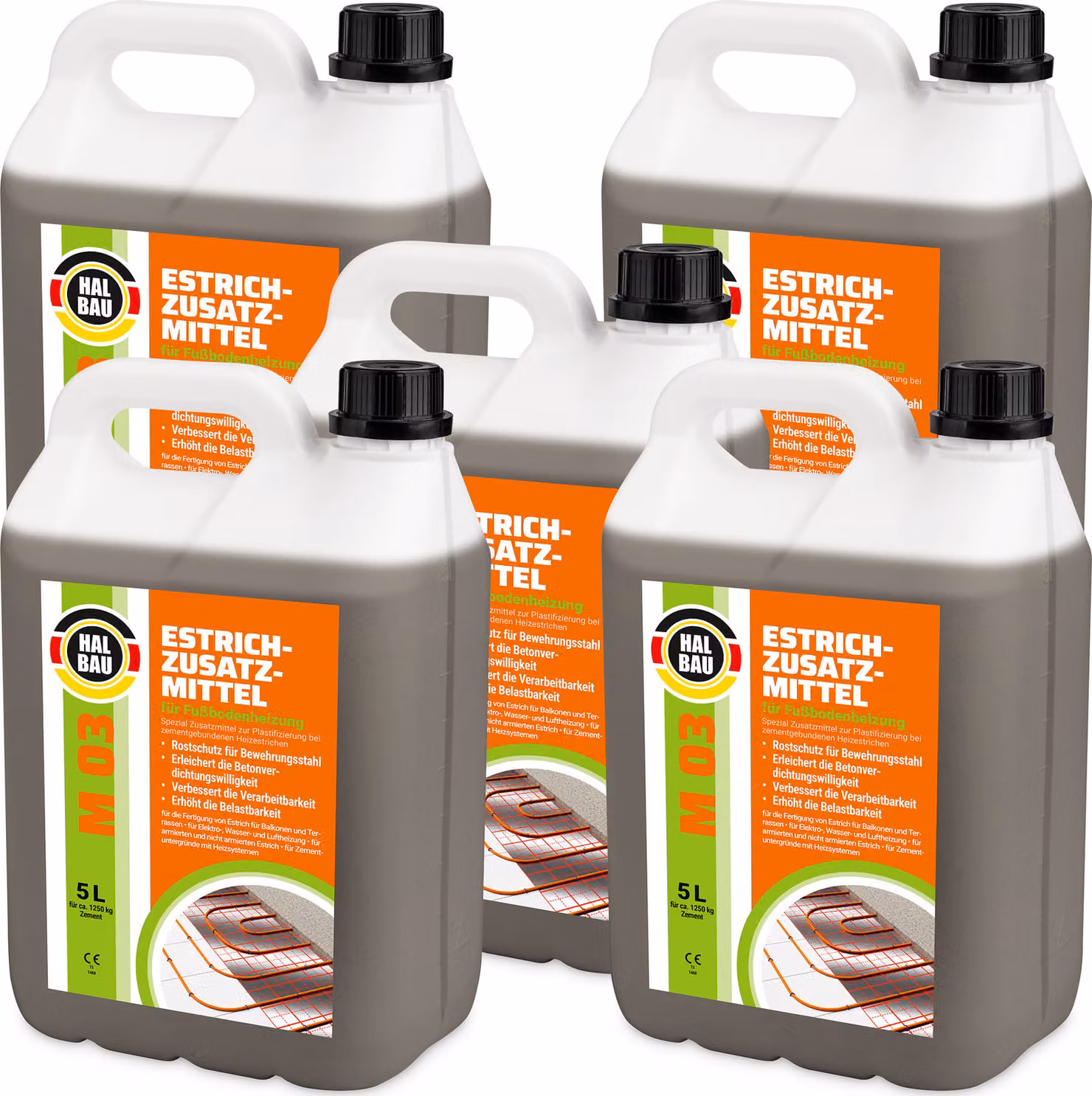 Plastificante per impianti di riscaldamento Additivo per massetti 25 L Per riscaldamento a pavimento Massetto in calcestruzzo HALBAU M03
