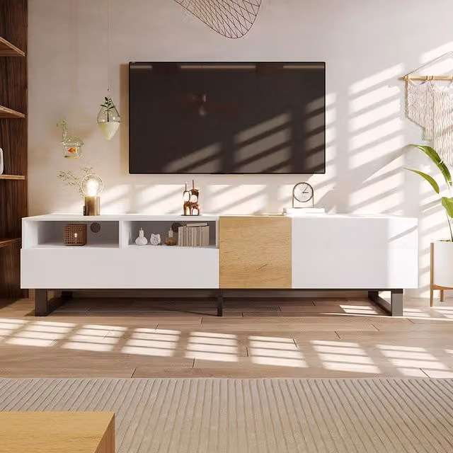 Mobile TV minimal - Xylo - 180x50x38cm legno/bianco