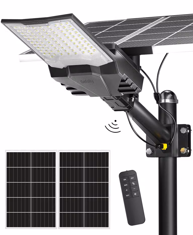 Faretto solare a LED, 92 LED, 6500 K, grado di protezione IP68, batteria da 60.000 mAh, colore nero